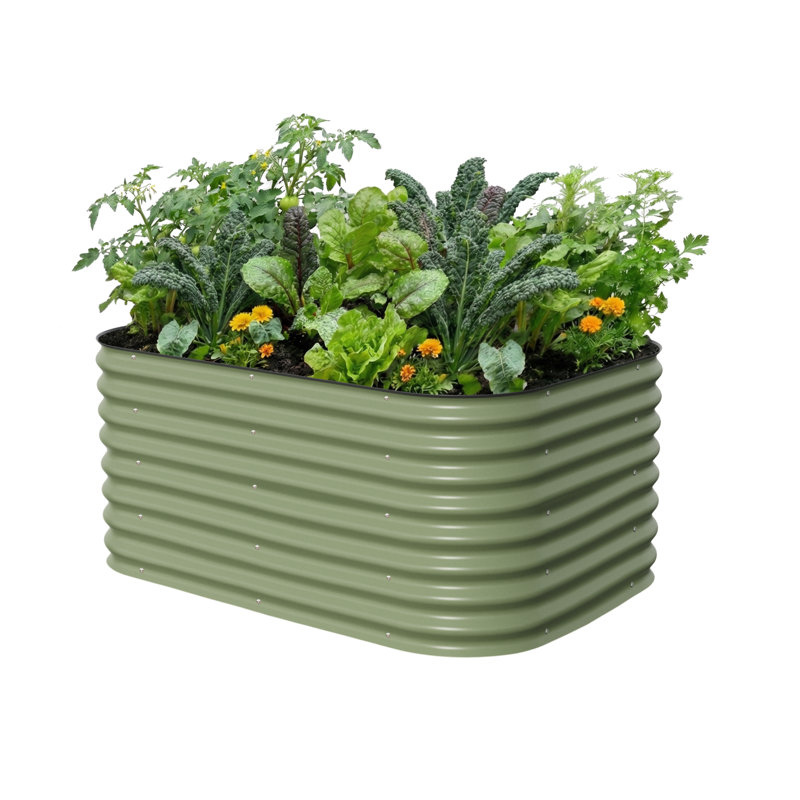 Lit de jardin surélevé modulaire en métal 26 po de hauteur 26 po, Vert olive