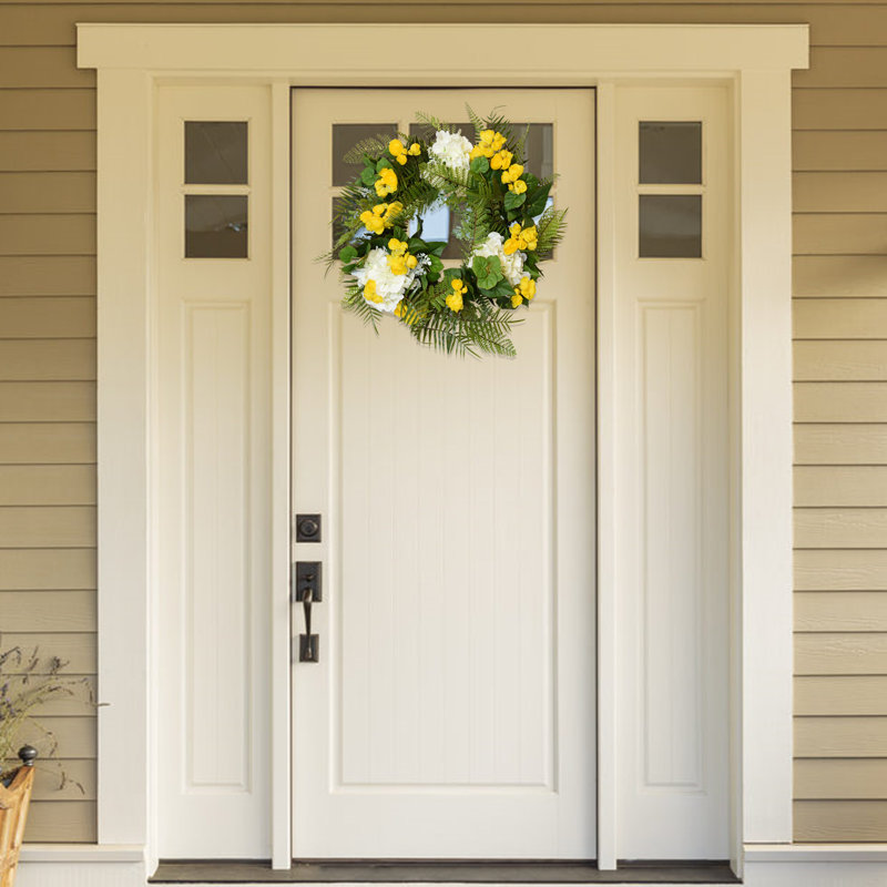 Fern Wreath Adorned With Hydrangeas And Begonias