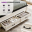 Base de lit plateforme grand en bois avec tête de lit 52 po, grands tiroirs de rangement, crème Farmhouse-9616788-9616874