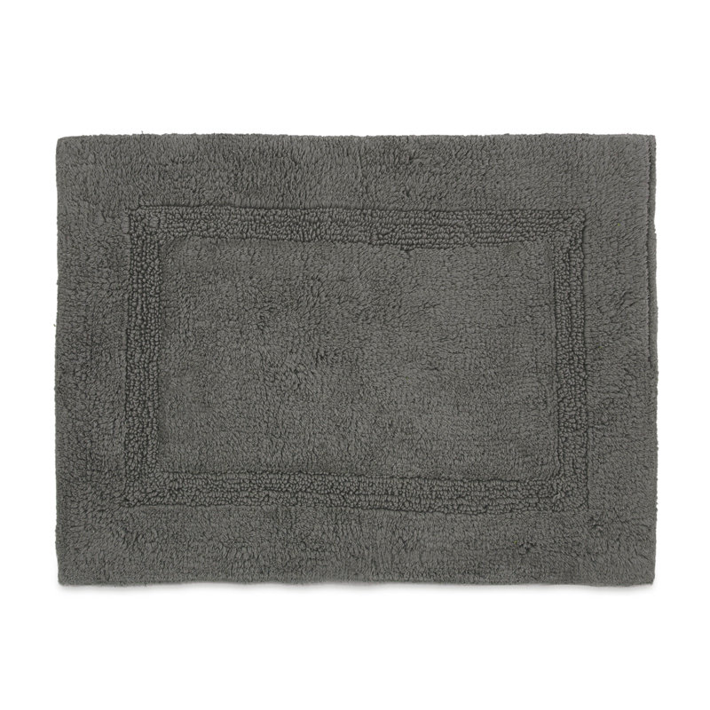 Martex Basic Rectangular 100% Cotton NonSlip Solid Bath Rug, Gray, 17" W x 24" L