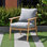 Chaise de patio en teck Tempo avec coussins