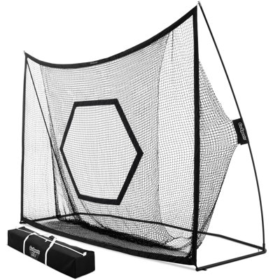 GoSports Golf Practice Hitting Net - Personal Driving Range for Indoor or Outdoor Practice - 10 x 7 ft Pro Black