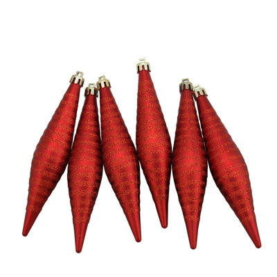 Glitter Stripes Shatterproof Christmas Finial Drop Ornament