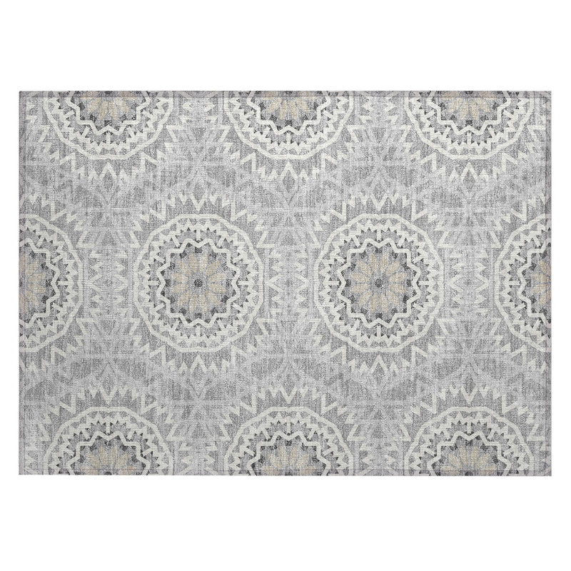 Kawtar Washable Geometric Indoor / Outdoor Rug, Rectangle 1'8" x 2'6"