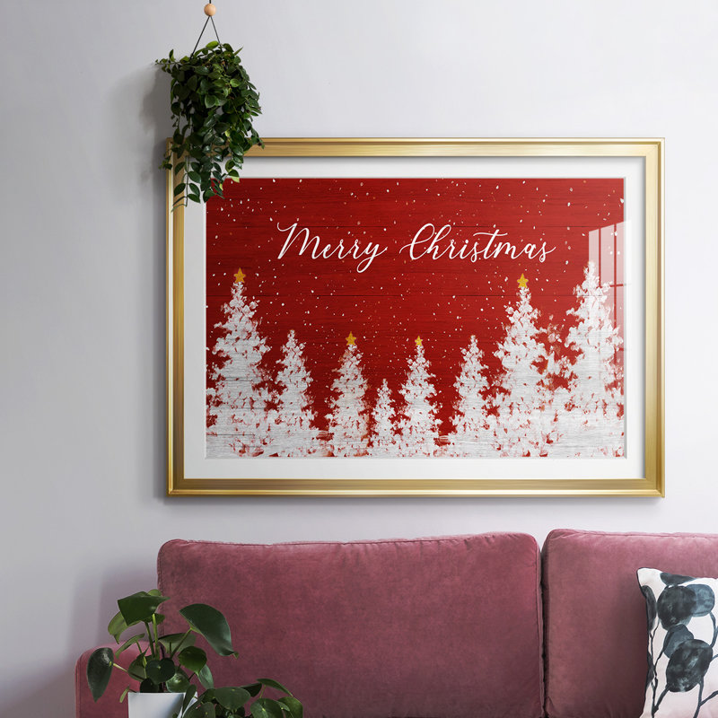 «Merry Christmas», reproduction d'art encadrée, H 19 po x l 27 po x P 1,5 po, Or