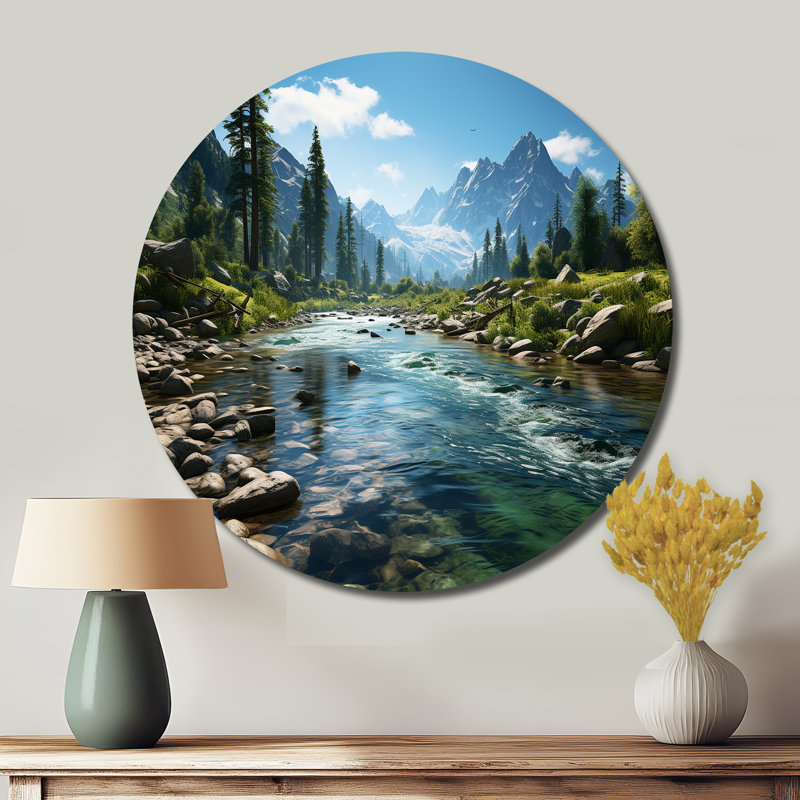 Hanania - Paysages, art rond en métal, H 23 po x l 23 po