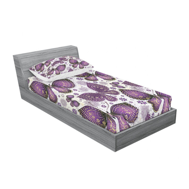 Microfiber Floral Sheet Set, Twin XL Sheet Set with Fitted Sheet