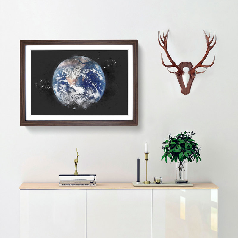 Amazing Image of Earth - Picture Frame Graphic Art Print, 62cm H x 87cm W x 2cm D, Walnut Framed