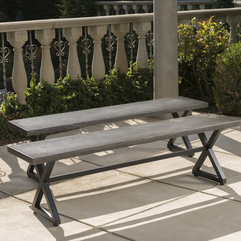 Banc de pique-nique extérieur en aluminium Lal, Gris