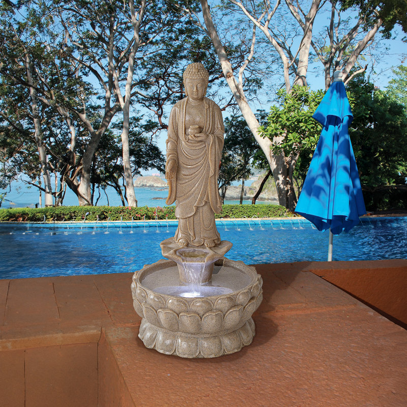 Fontaine de jardin lumineuse Earth Buddha