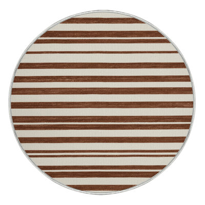 Tapis beige à rayures horizontales lavable à la machine