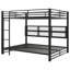 Metal Queen over Queen Bunk Bed with Storage Cabinets and LED, Black