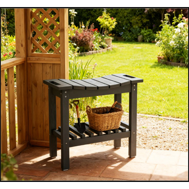 Banc antidérapant pour l'intérieur et l'extérieur, tabouret de douche imperméable avec poignée, banc de rangement, Gris foncé