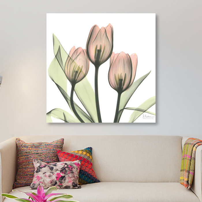 « tulipes i », impression sur toile, H 37 po x l 37 po x P 1,5 po, Pas de tapis, Toile tendue