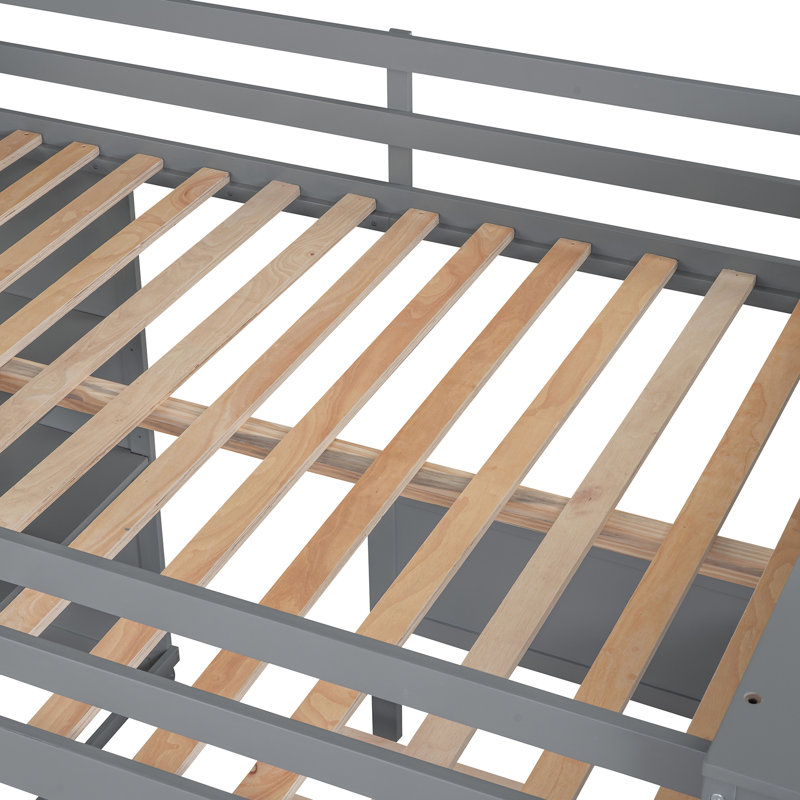 Lit mezzanine gris avec lit simple et espace. Maximisez la polyvalence de votre chambre à coucher. Personnalisez les options de rangement
