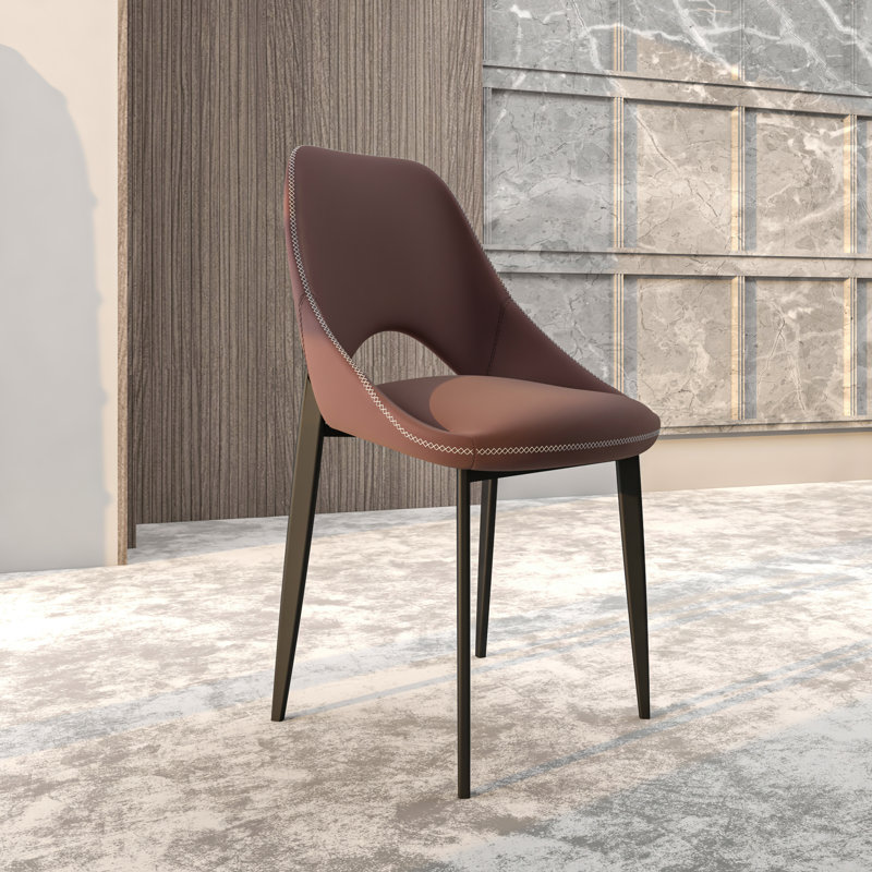 Newsom Modern Curved Open-Back Upholstered Dining Chair with Sturdy Iron Metal Legs, Heavy-Duty 440 lb. Weight Capacity - Perfect for Dining Room, Kitchen, or Vanity