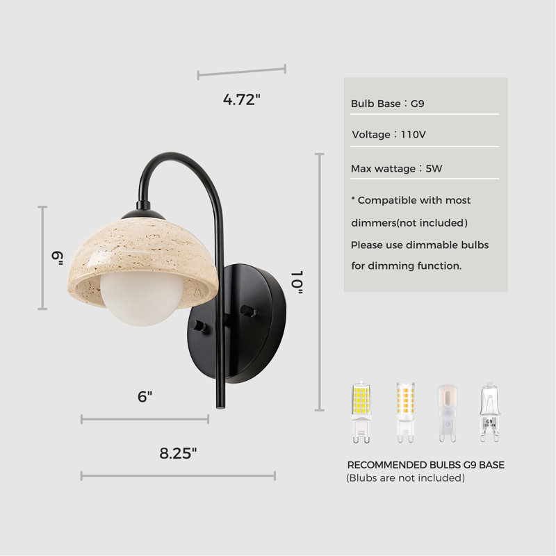 1-Light Wall Sconce Yellow Travertine