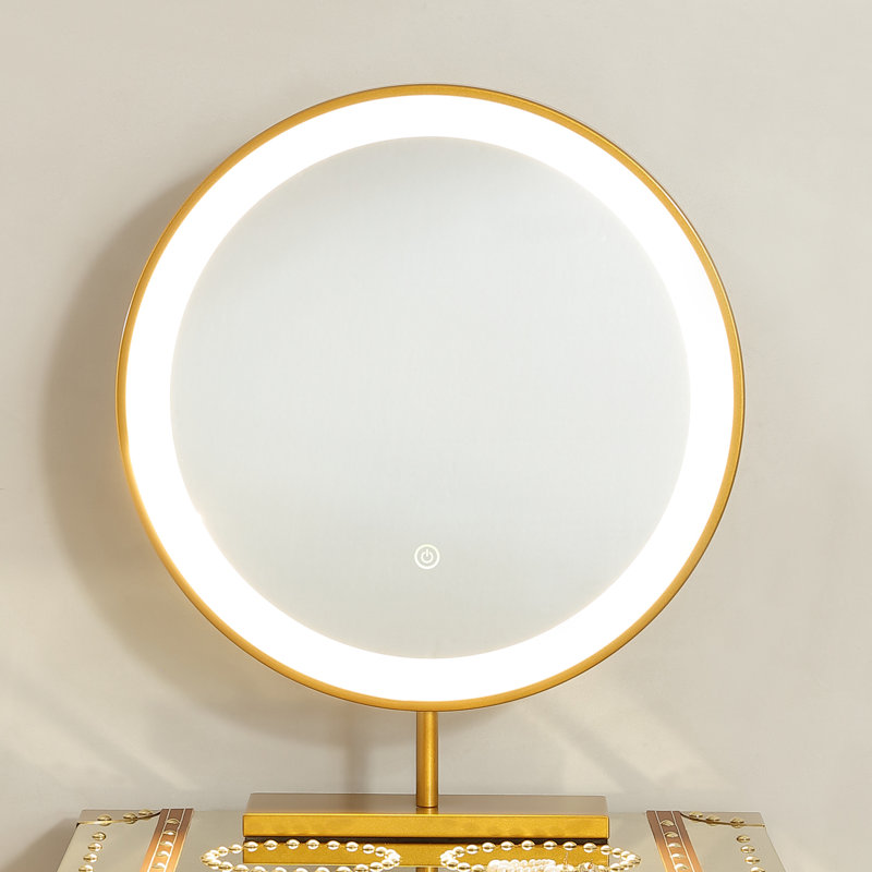 Miroir de coiffeuse à DEL avec lumières, Doré