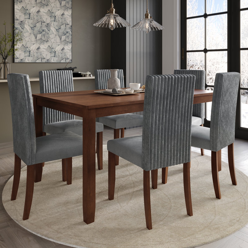 Ensemble repas, Gris, 7 pièces : table, 6 chaises