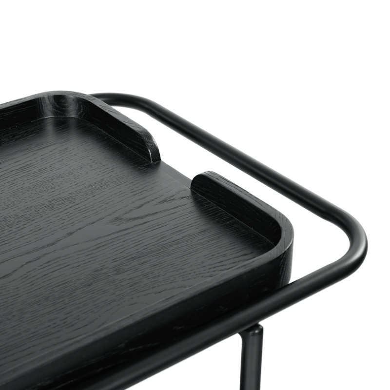 Malek Wood 2 Shelf Bar Cart, Black