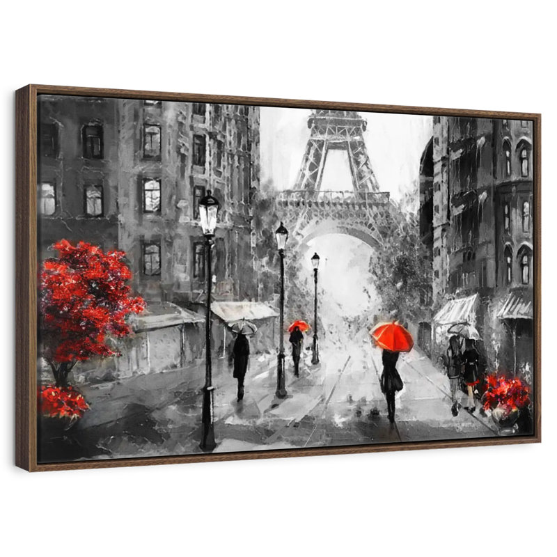 Paris, jour de pluie, Cadre flottant noyer, 43 po x 29 po