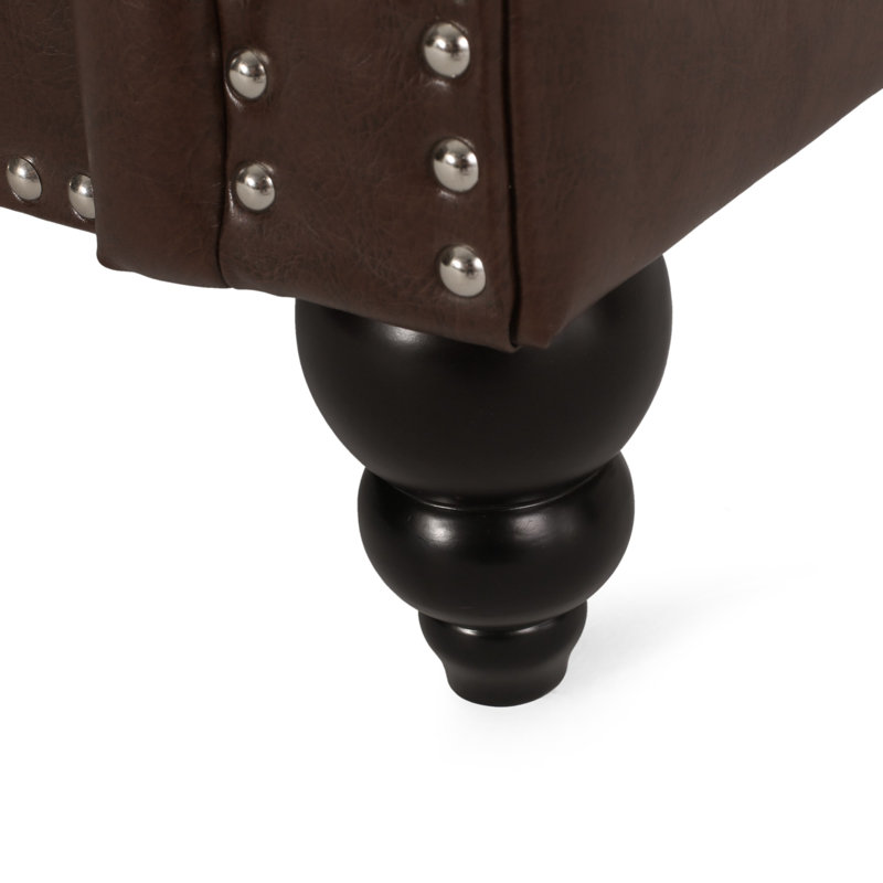 Canapé Chesterfield Sione, Simili cuir brun foncé