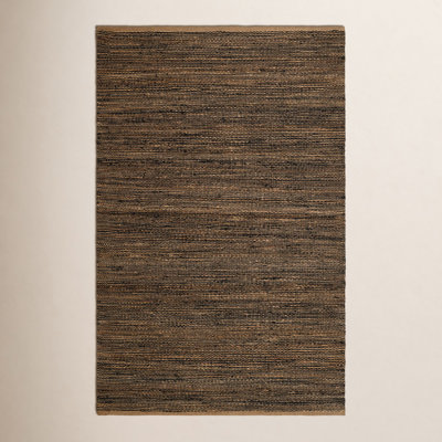 Striped Black/Natural Handwoven Jute Rug