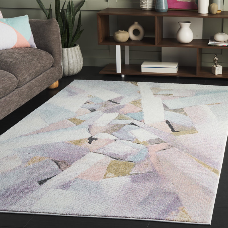 Tapis bleu / rose Germari 6937, Rectangle 5 pi 3 po x 7 pi 6 po