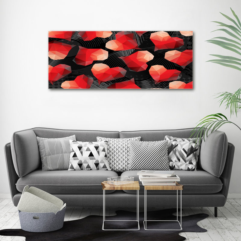 Geometric Hearts - Wrapped Canvas Print