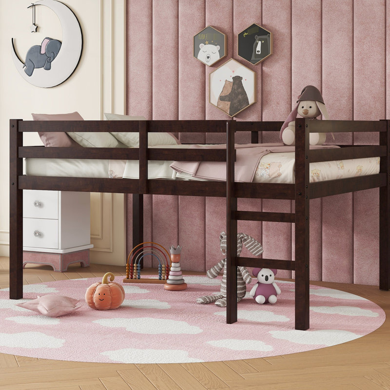 Lit mezzanine double en bois d'hévéa - Créez une chambre élégante avec des matériaux fiables
