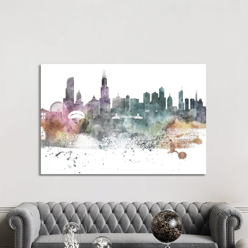 Philadelphia Pastel Skylines, H 40 po x l 60 po x P 1,5 po, Chicago