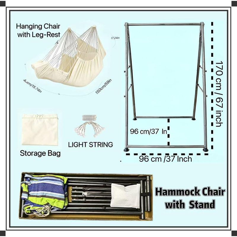 Hammock Chair Stand with X-Large Swing Chair with Footrest