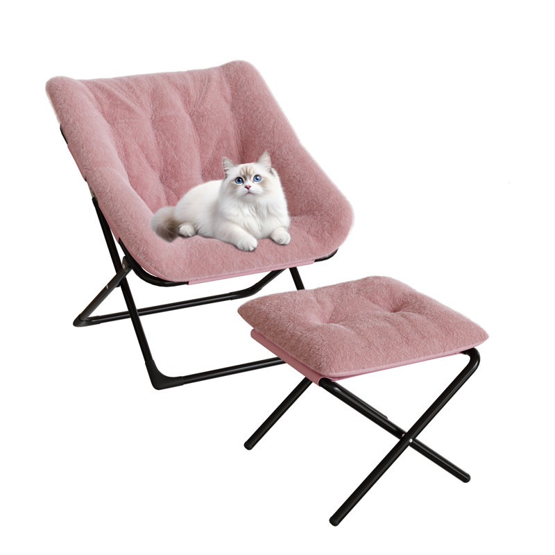 Upholstered Bean Bag Chair With Footstool, Grey
