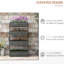 Boîte à fleurs verticale en bois gris, 4 étages pour plantes d'extérieur, auto-drainant avec fleurs en tissu non tissé, légumes, herbes, non tissé, finition