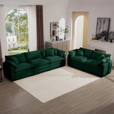 Luis Corduroy 5-Seater Sofa Set with Large Deep Seats & Cushions