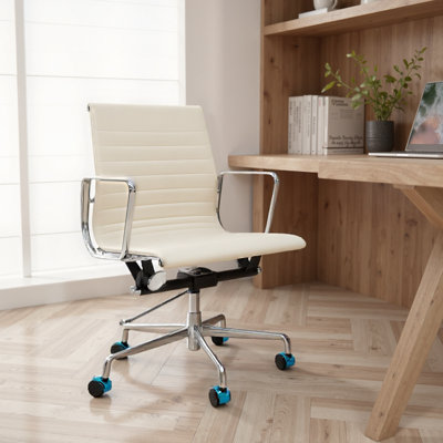 Genuine Leather Adjustable Swivel Office Conference Chairs with Aluminum Base