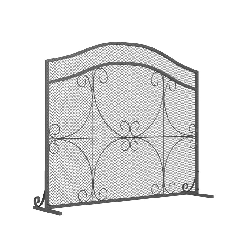 41.3" Wide Metal Fireplace Screen – Decorative Iron Frame