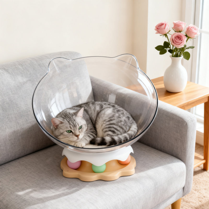 Cozy Acrylic Space Capsule Cat Bed