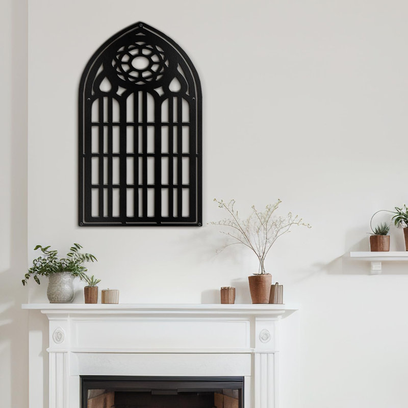 Décoration de mur en métal abstraite Mandala, H 36 po x l 21,69 po x P 0,05 po, Noir