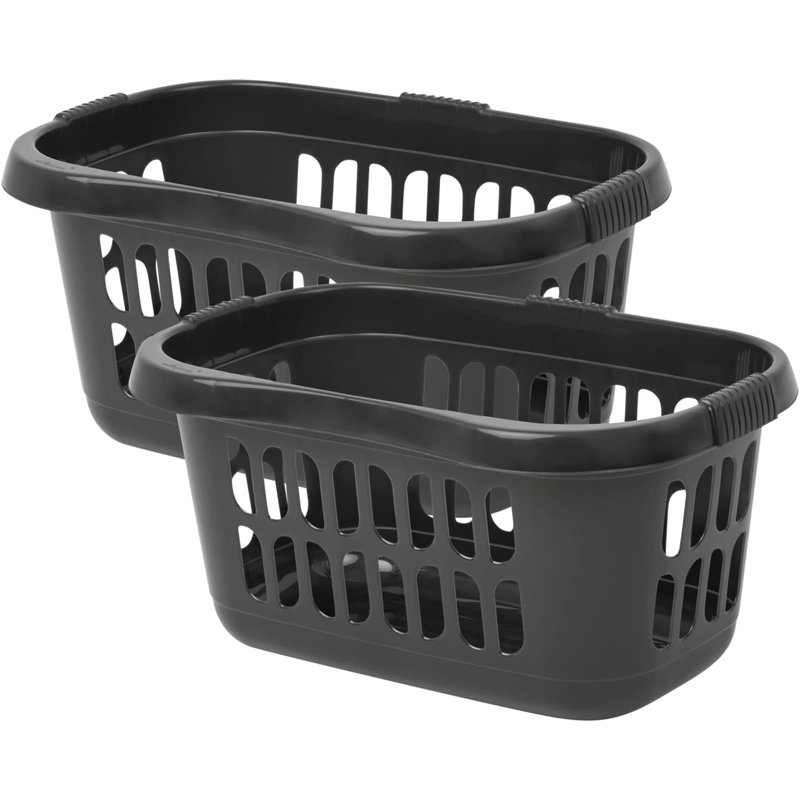 Plastic Laundry Hamper, Midnight Black/Grey