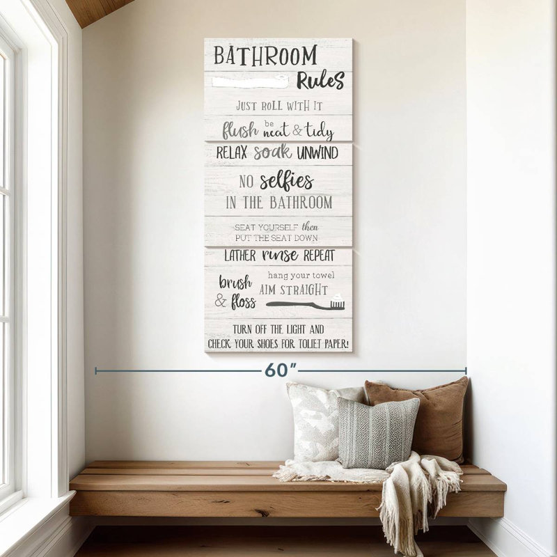 Bathroom Rules Just Roll With It, 52" H x 24" W
