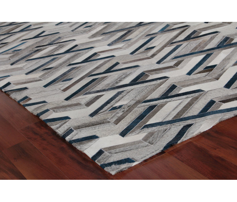 Natural Hide Cowhide Geometric Area Rug, Rectangle 9'6" x 13'6"