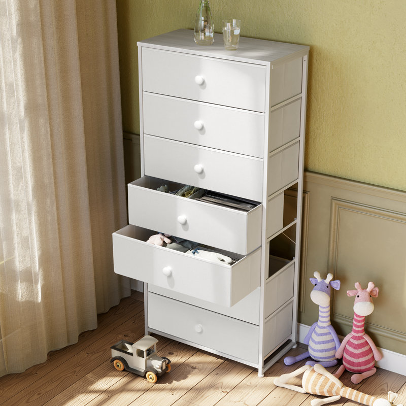 Commode 7 tiroirs, blanc, Blanc