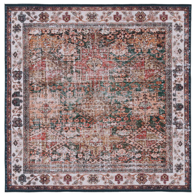 Pashen Performance Machine Washable Oriental Rug, Square 6'