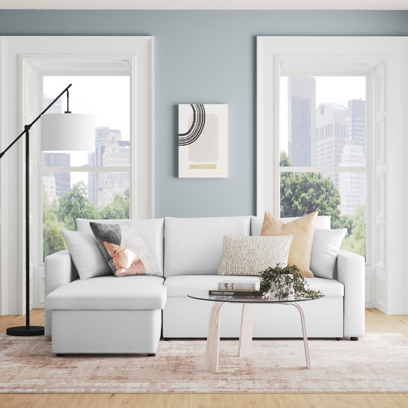 Bevill 82" Wide Reversible Sleeper Sofa & Chaise, White