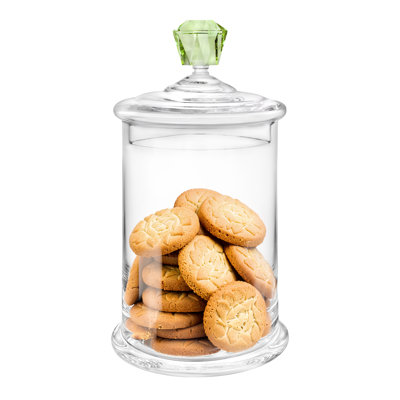 Large Canister With Green Diamond Handle - 10.8"