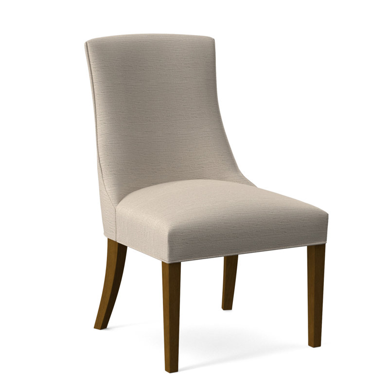 Tuxedo Slipper Dining Chair, Beige Performance Fabric; 0851-73, Havana Finish