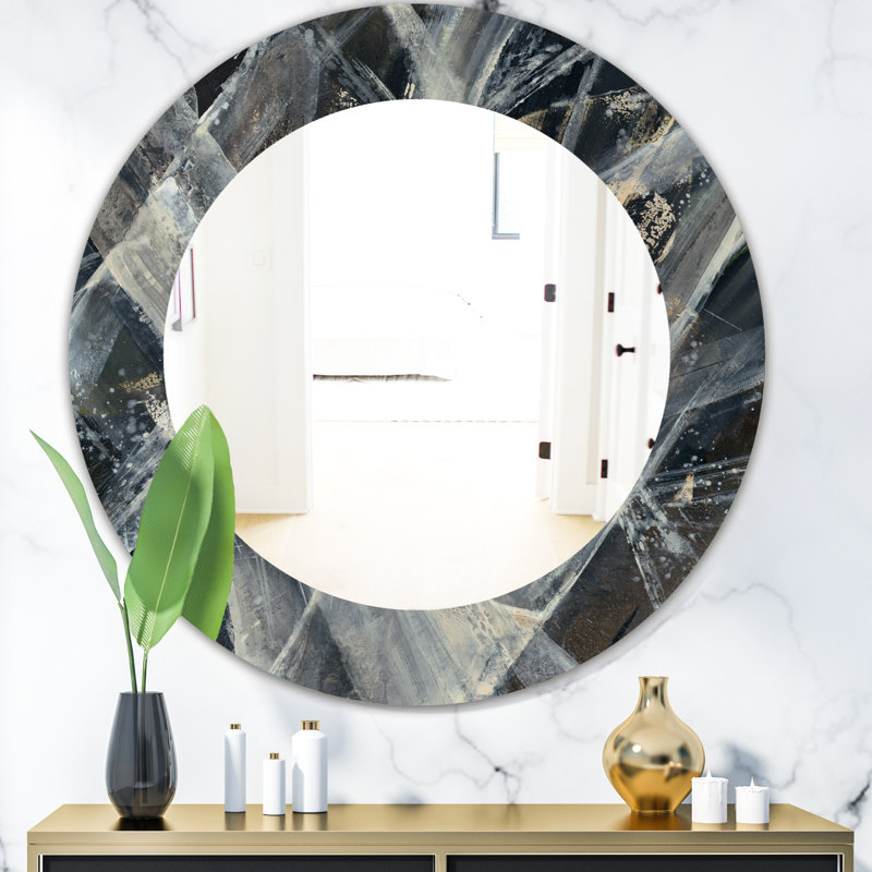 Abstract Glacial Painting Accent Wall Mirror, 23.6" H x 23.6" W