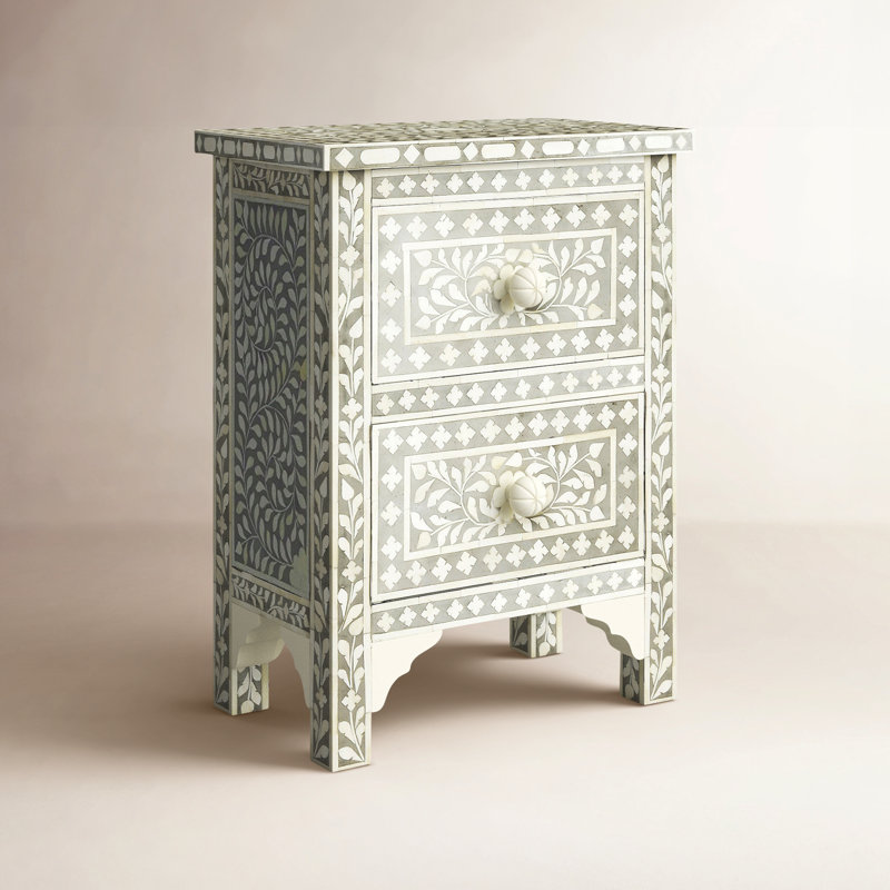Vivienne 2 Drawer Accent Chest, Gray