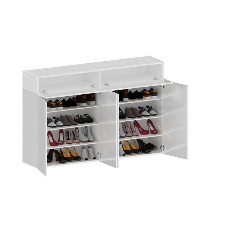 15 Pair Shoe Storage Cabinet, White